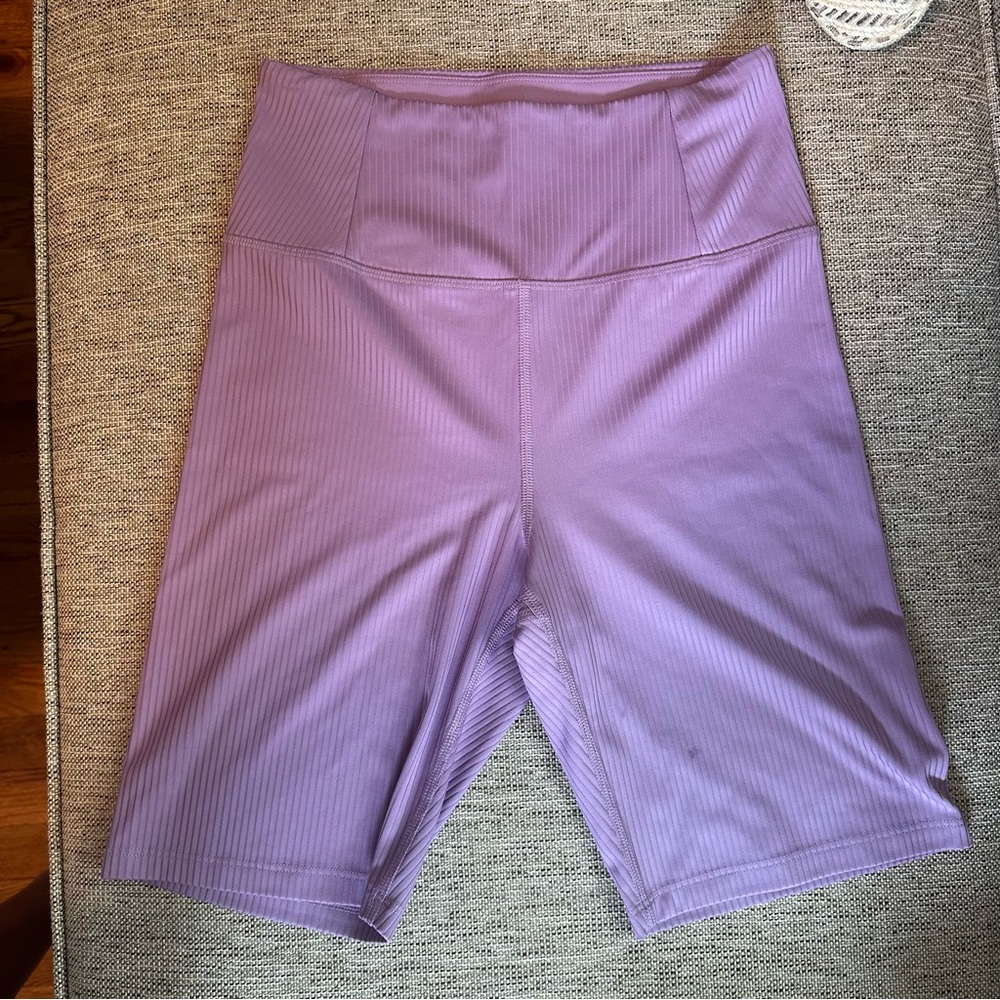 Girlfriend Collective Violet Ribbed High Rise Bike Short - Picture 5 of 6